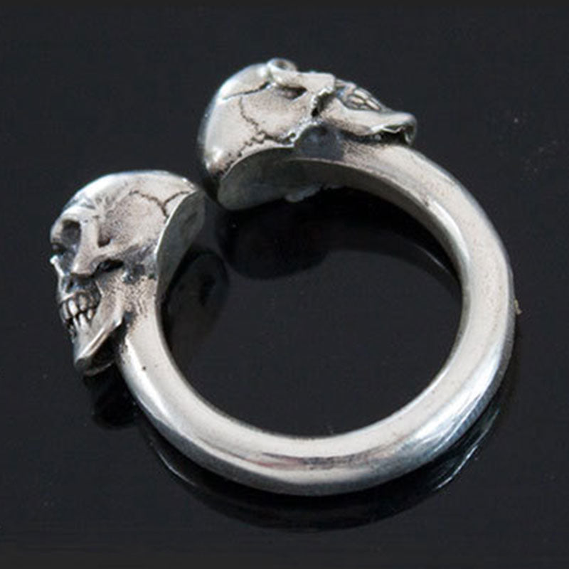 Vintage Men's Motorcycle Double Skull Ring