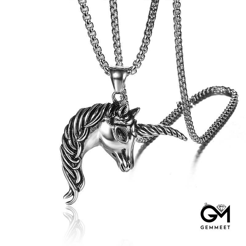 Stainless Steel Unicorn Pendant Necklace