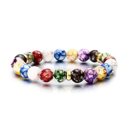 Colorful Agate Stone Seven Chakra Yoga Bracelet