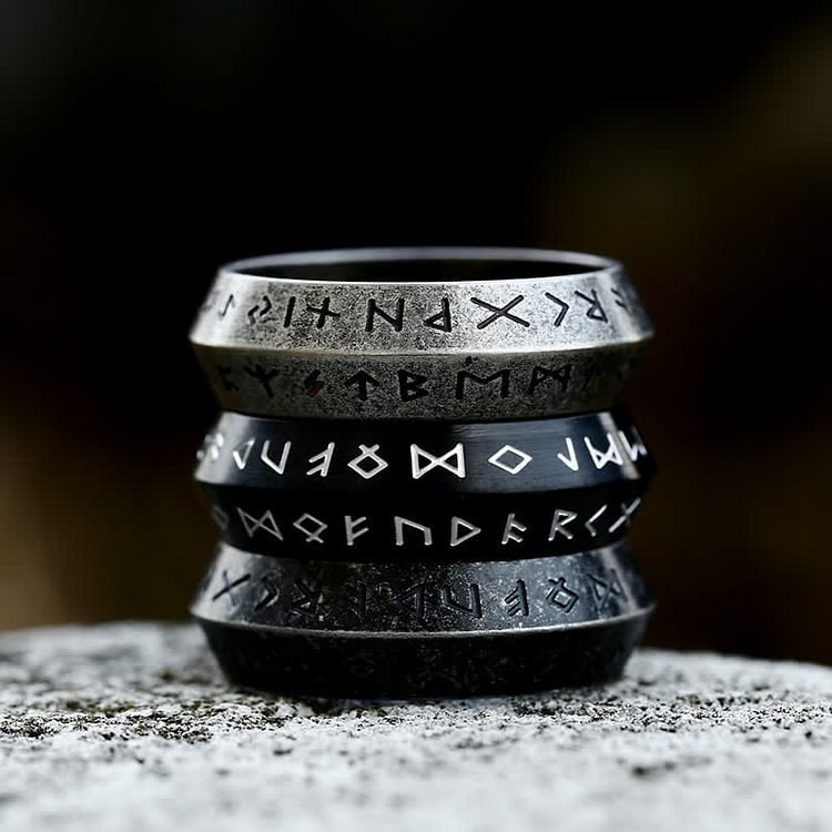 "War God" - Rune Norse Engraved Words Viking Ring