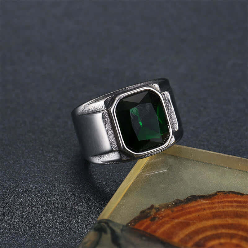 Men's Octagonal Gemstone Signet Ring