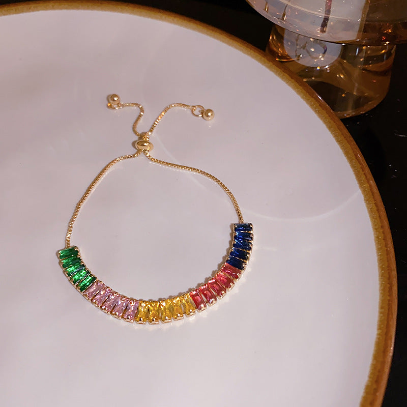 Colored Zircon Adjustable Bracelet