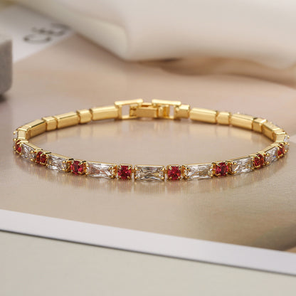 Interval Rectangle Stones Tennis Bracelet