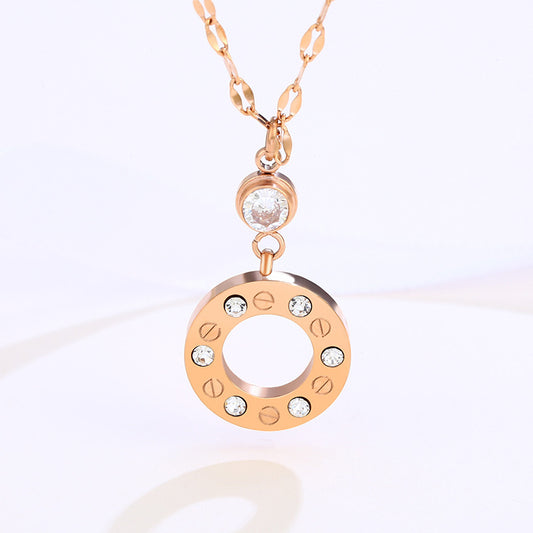 Circle Temperament Collarbone Chain Personality Inlaid Zircon Pendant