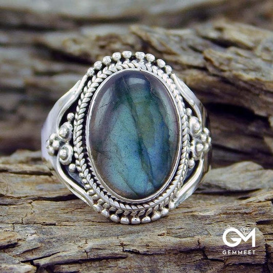 Moonstone Retro Style Healing Ring