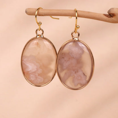 Cherry Stone Oval Pendant Earrings