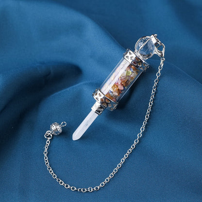 Crystal Gravel Wishing Bottle Pillar Spirit Pendant