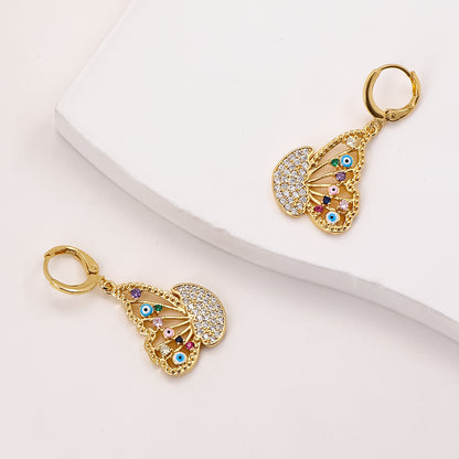 Women's Hollow Oil Dripping Butterfly Earrings