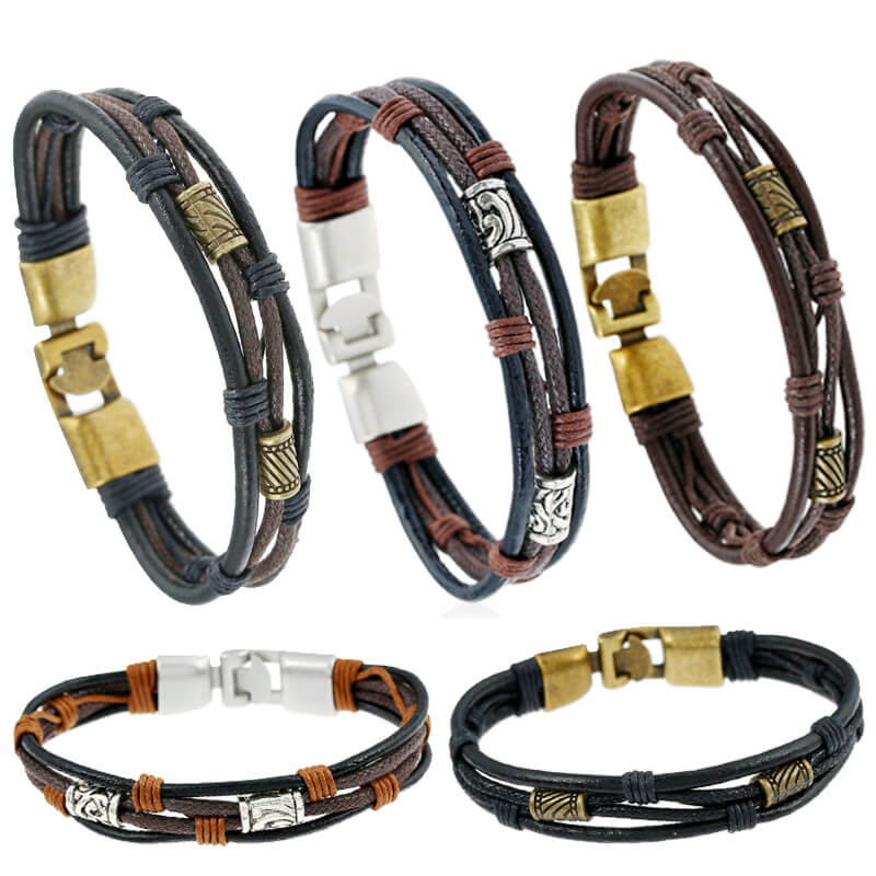 Alloy Braided Leather Bracelet Vintage Cowhide Bracelet Bracelet