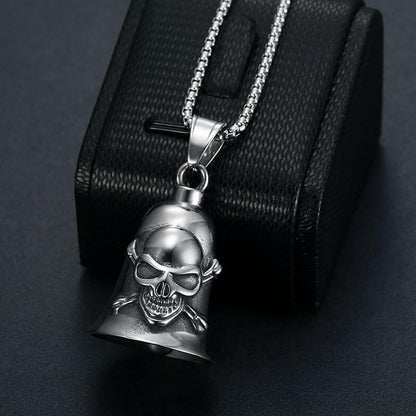 Retro Punk Men's Motorcycle Skull Riding Exorcism Bell Pendant