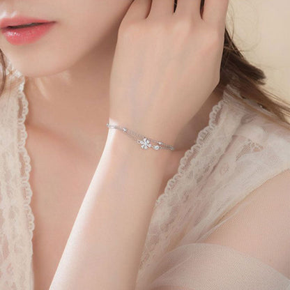 White Gold Sakura Shape Charm Bracelet