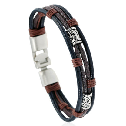 Alloy Braided Leather Bracelet Vintage Cowhide Bracelet Bracelet