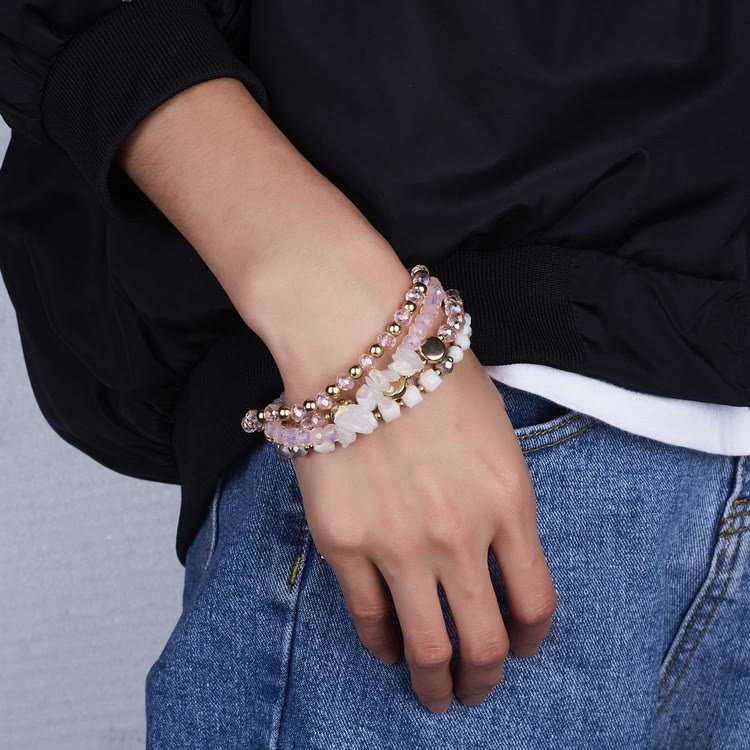 Colorful Natural Crystal Winding Multilayer Adjustable Bracelet