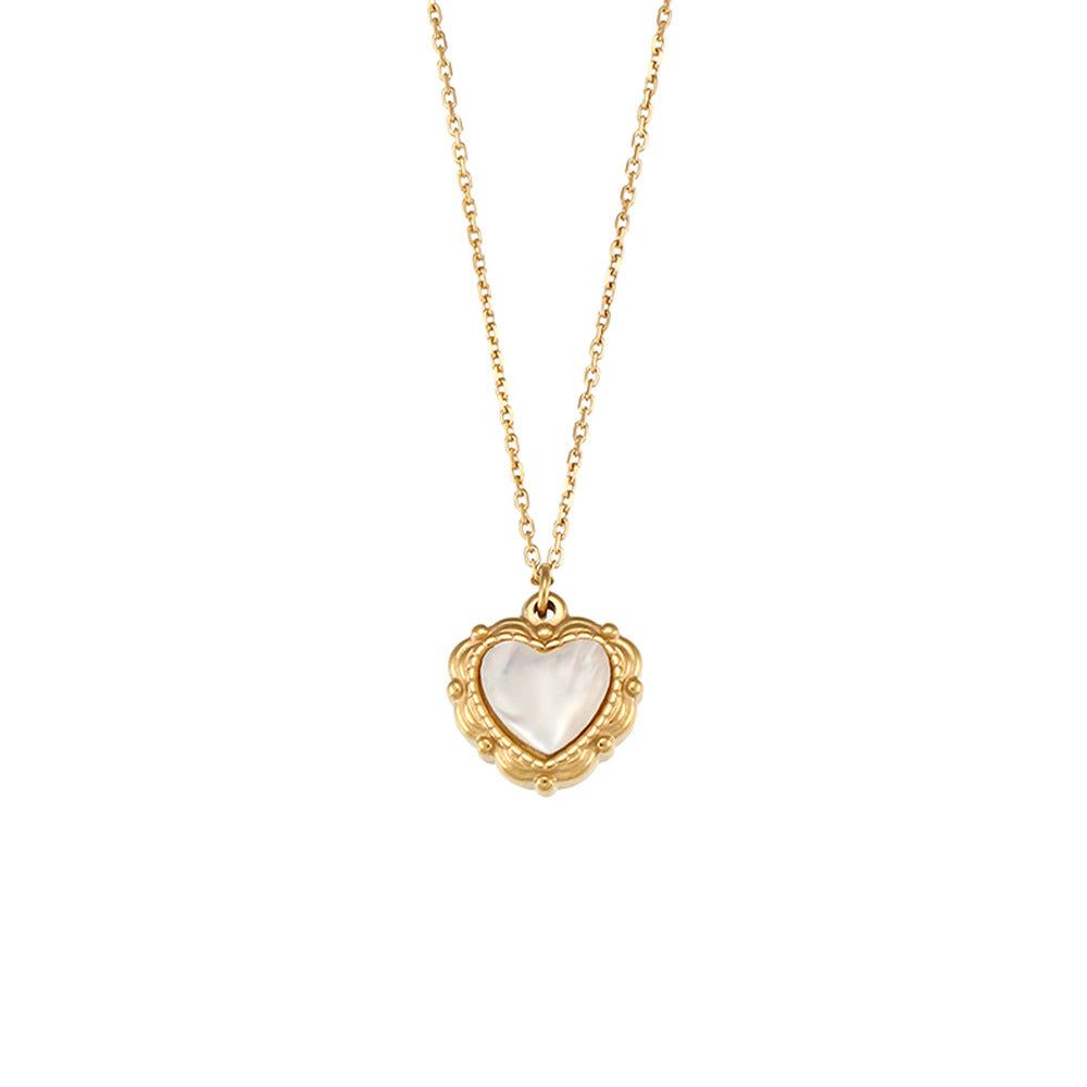 Stainless Steel Gold Shell Love Pendant Necklace