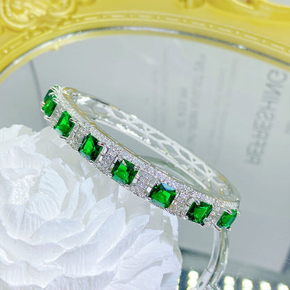 New Simulation Natural Emerald Bracelet Diamond Luxury Jewelry Bracelet