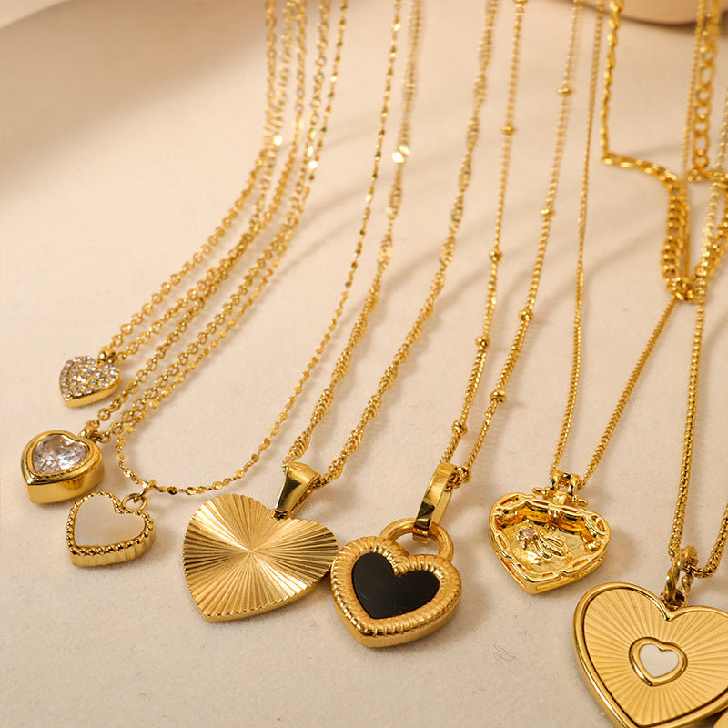 Golden Halo Heart Shape Pendant Necklace