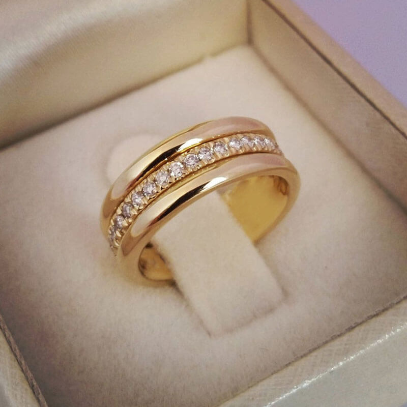 Simple Gold Set With Zircon Ring