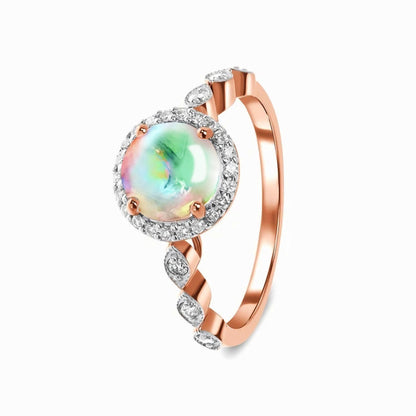 S925 Rose Gold Halo Moonstone Ring