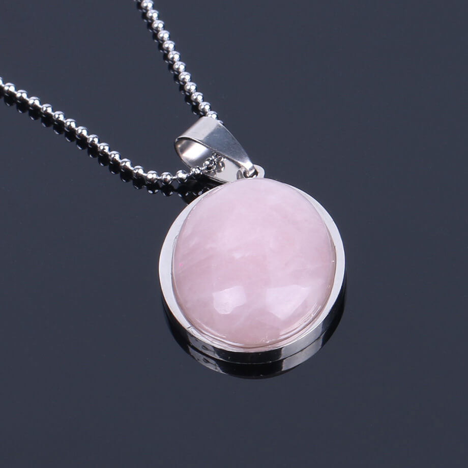 Oval Convex Simple Pendant Necklace