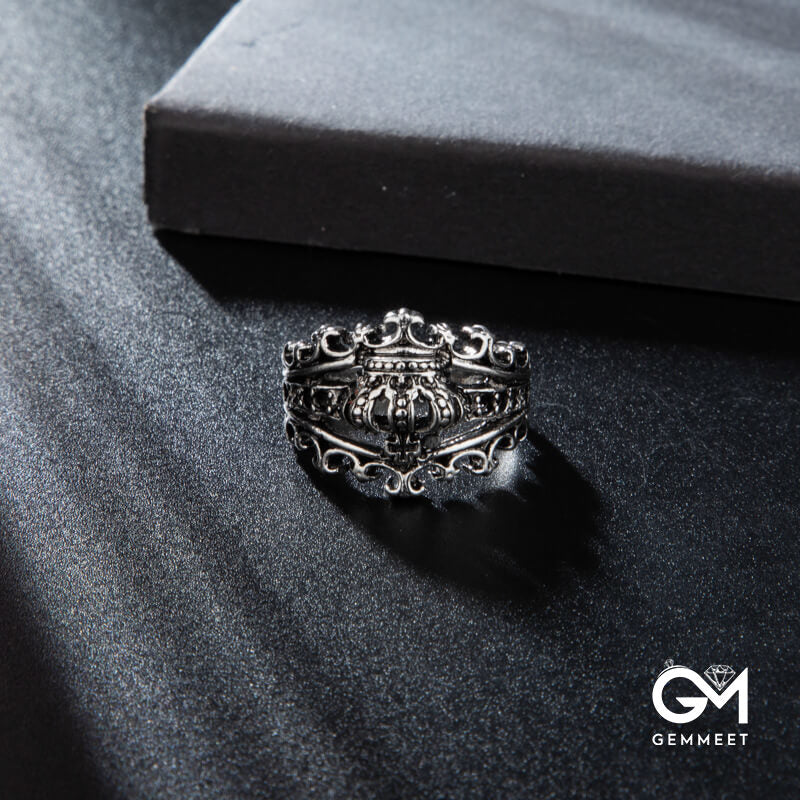 Black Royal King Knight Crown Ring