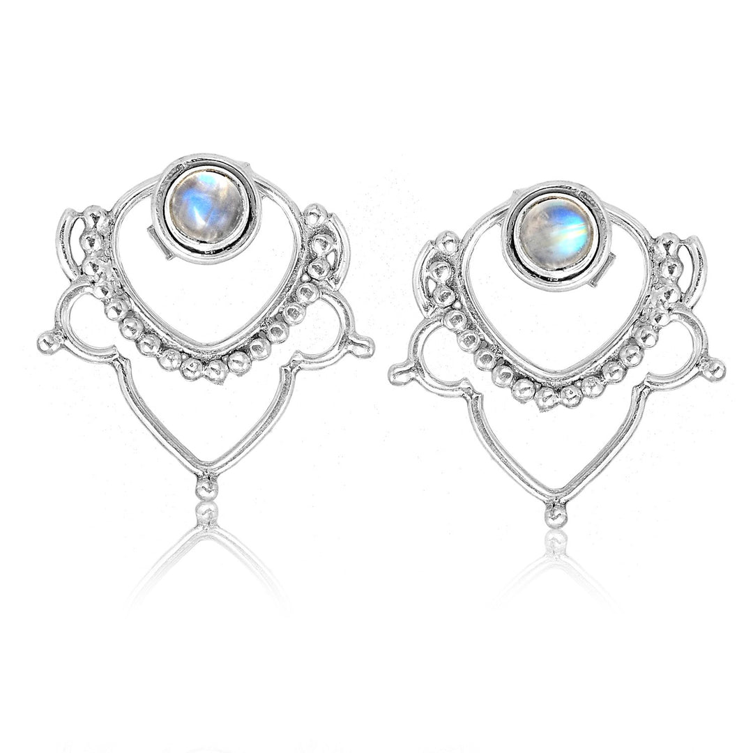 Presale: Retro Hollow Flower Moonstone Earrings