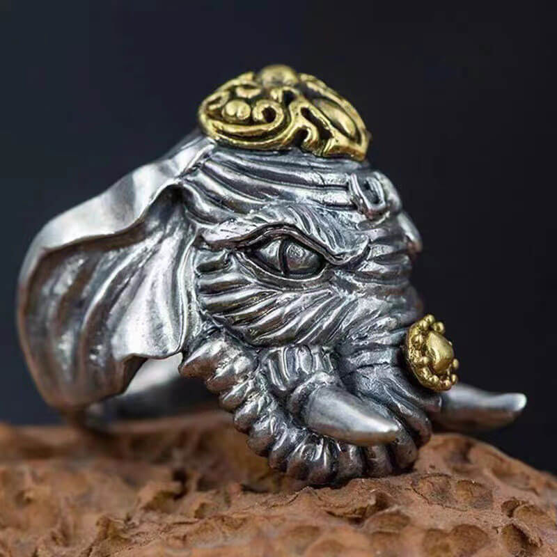 Vintage Handmade Elephant Heavy Personality Male Fashion Ring