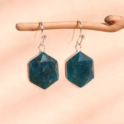 Pulled Feldspar Hex Pendant Earrings