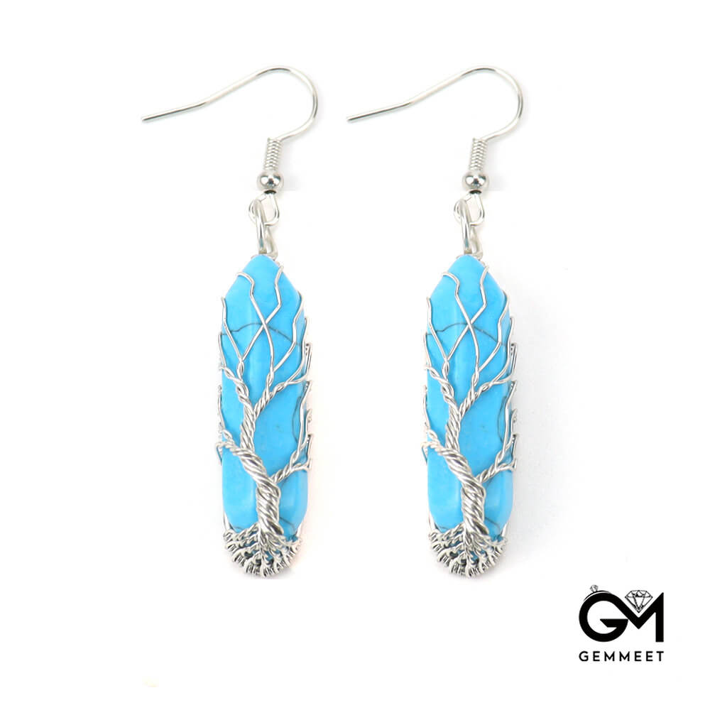 Crystal Hexagonal Tree of Life Earrings