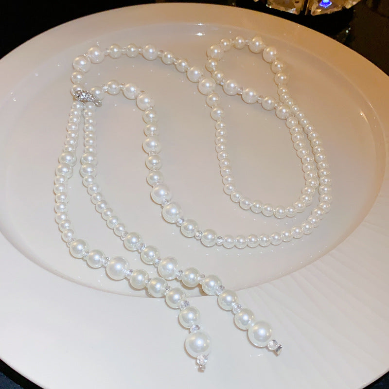 Zircon Pearl Crystal Long Necklace