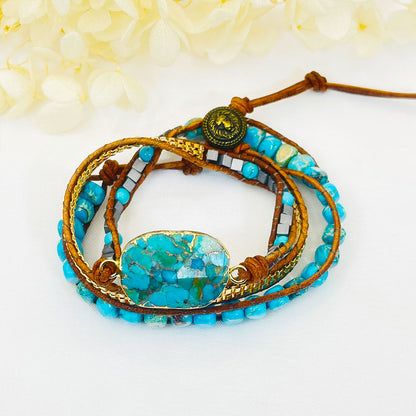 Woven Five-layer Turquoise Bracelet