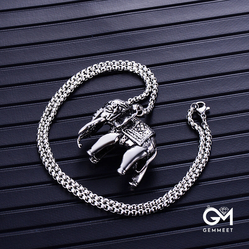 Stainless Steel Elephant Pendant Necklace