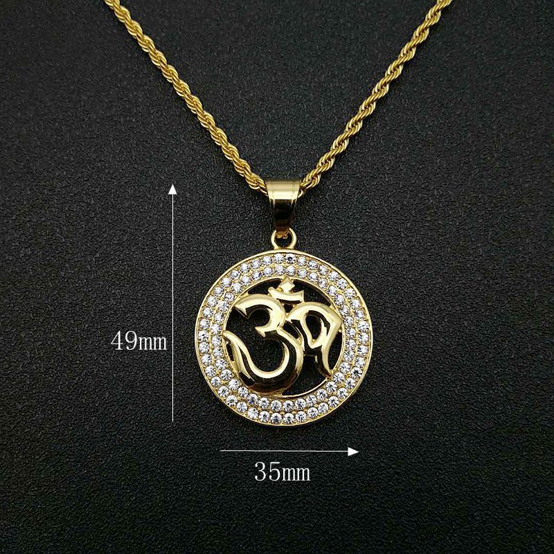 Hip Hop Jewelry Gold Plated Zircon Yoga OM Pendant