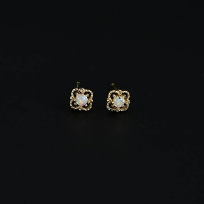 Delicate Vintage Opal Rhombic Earrings