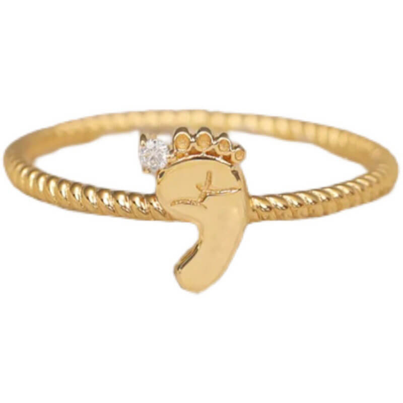 Cute Baby Feet Single Stone Adjustable Ring