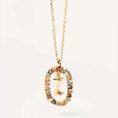 INITIAL LETTER Colourful Zircon Necklace