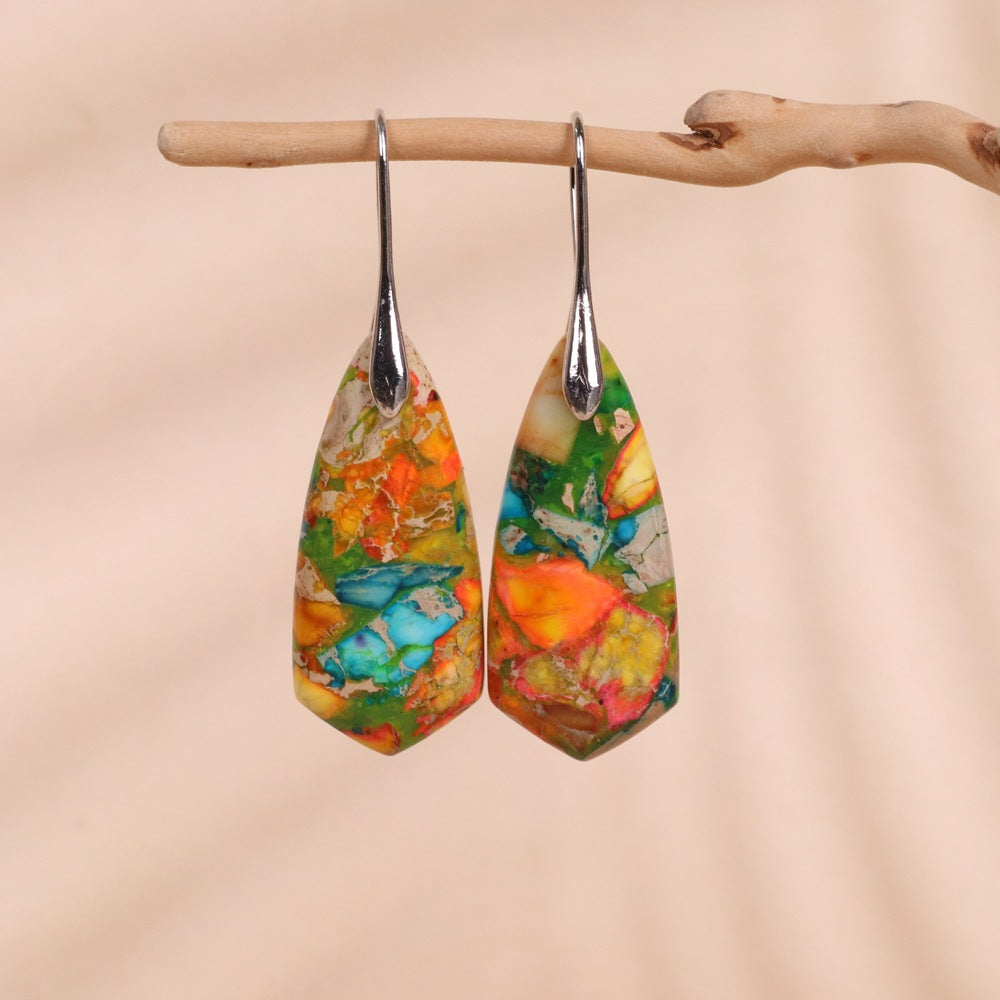 Geometric Floral Imperial Pine Pendant Earrings