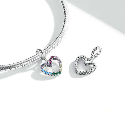 Women's Rainbow Heart Pendant Necklace