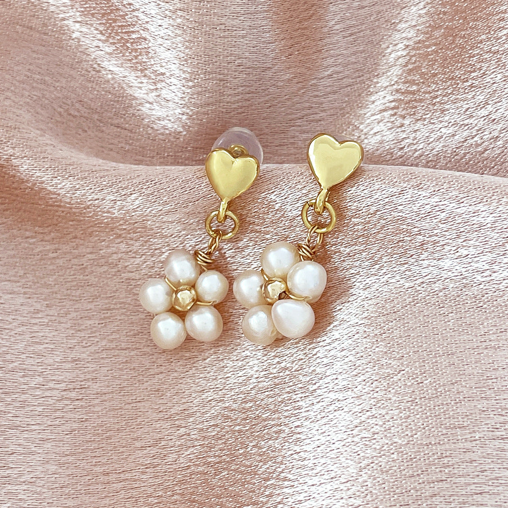 Baroque Pearl Flower Drop Earrings