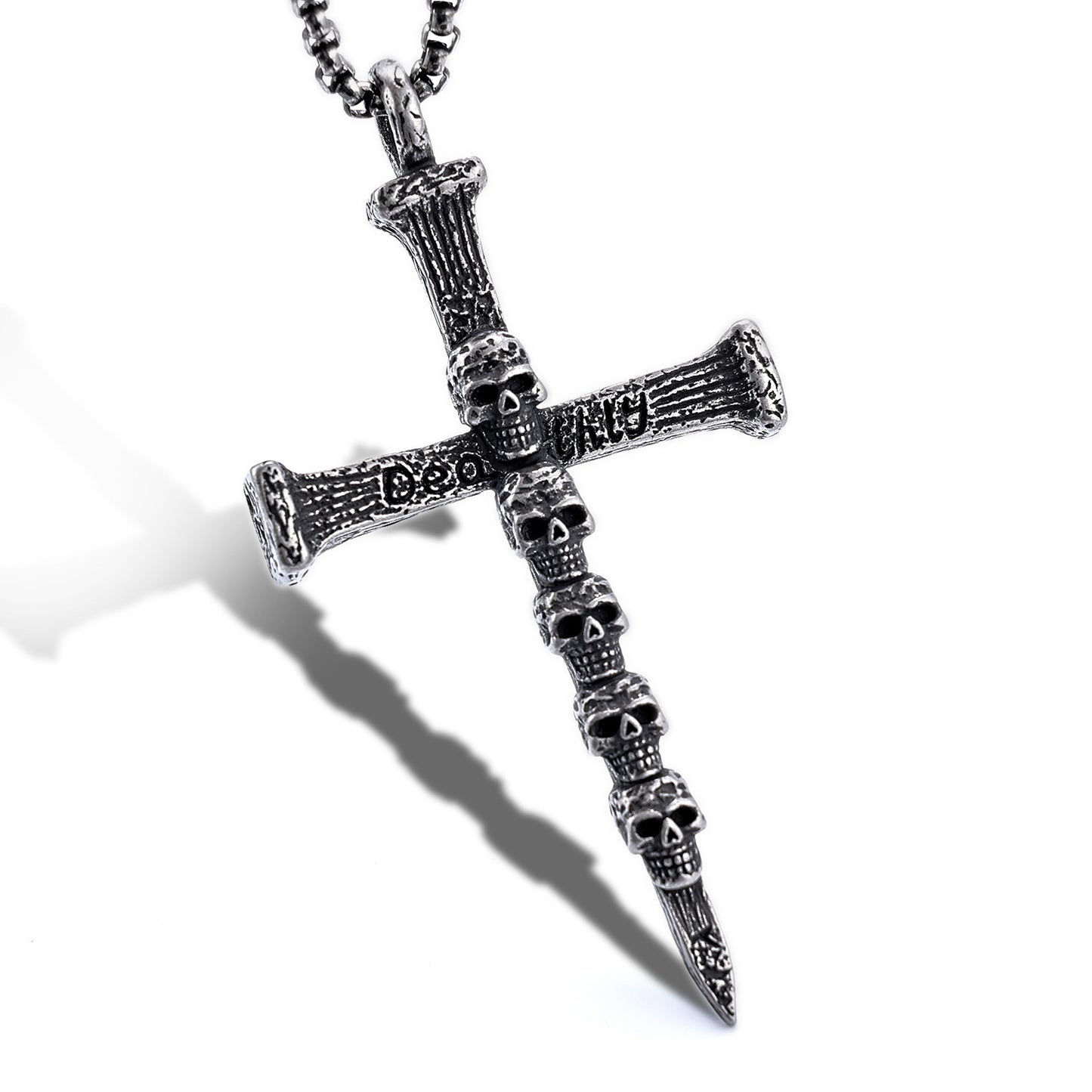 Cross Skull Figure Titanium Steel Pendant for Men