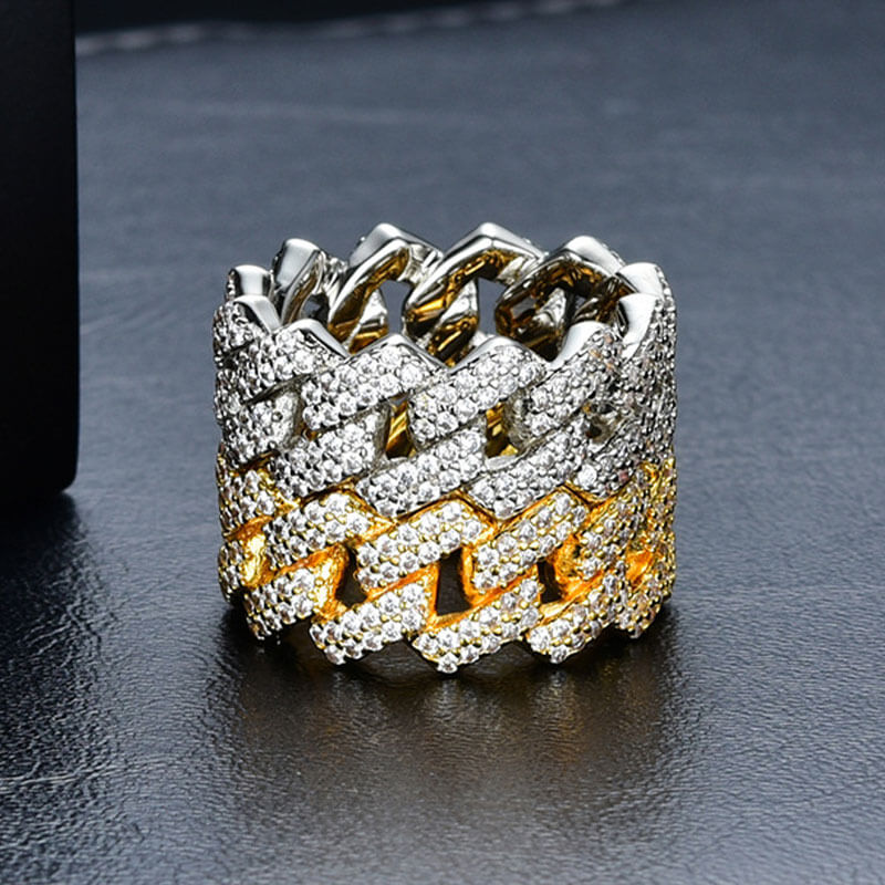 Prong Cuban Style Full Stones Ring