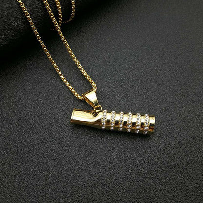 Hip Hop Titanium Steel Gold Plated Zircon Cigarette Holder Pendant