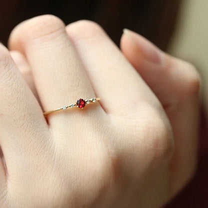 Garnet Minimalist Tiny Ring