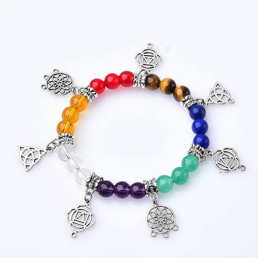 Colorful Bracelet with Colorful Crystal Rough Stone