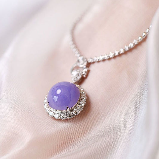 Large Violet Chalcedony Cabochon Pendant