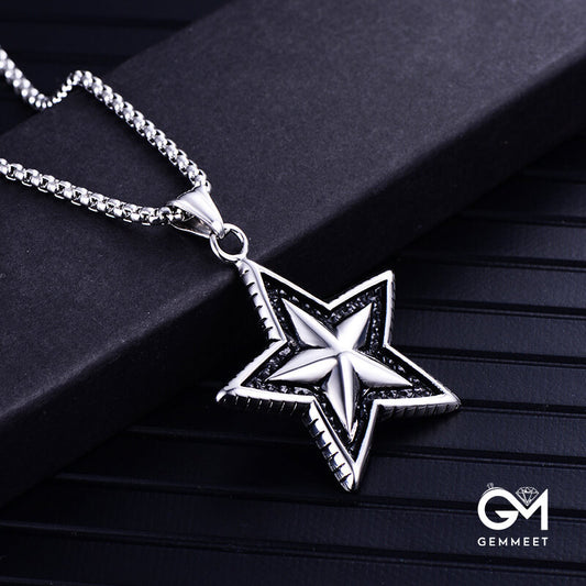 Stainless Steel Pendant Cast Five-pointed Star Necklace