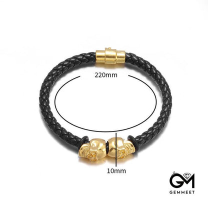 Punk Skull Braided Magnetic Buckle Bracelet