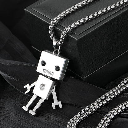 Block Robot Titanium Steel Necklace