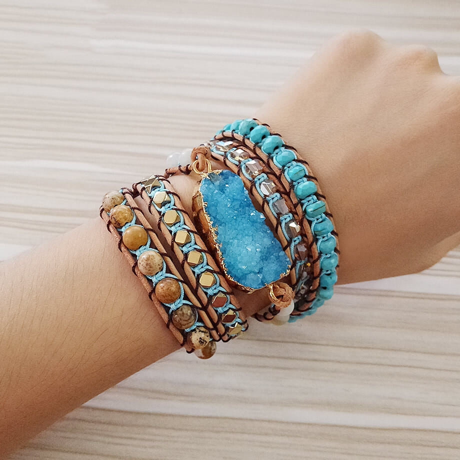 Irregular Stone Hand Woven Winding Bracelet