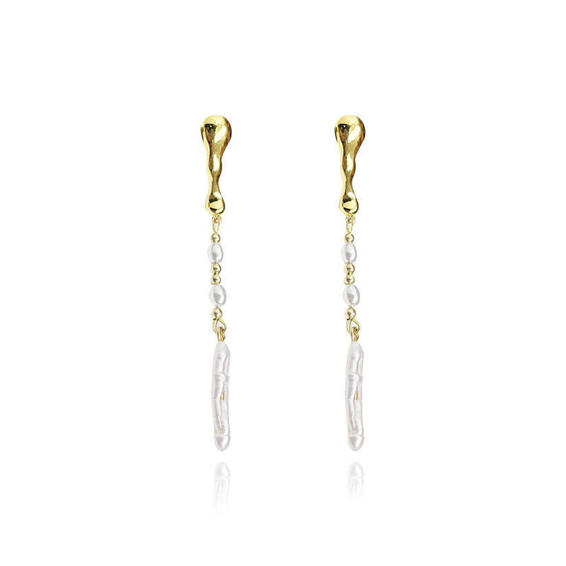 Toothpick Pearl Pendant Niche Design Long Earrings