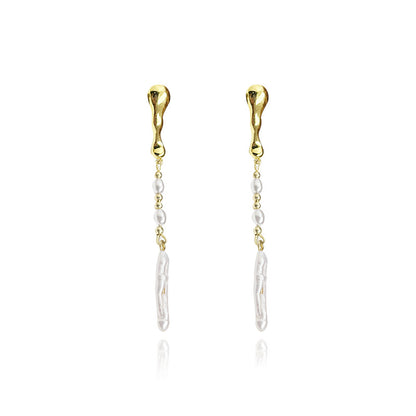 Toothpick Pearl Pendant Niche Design Long Earrings